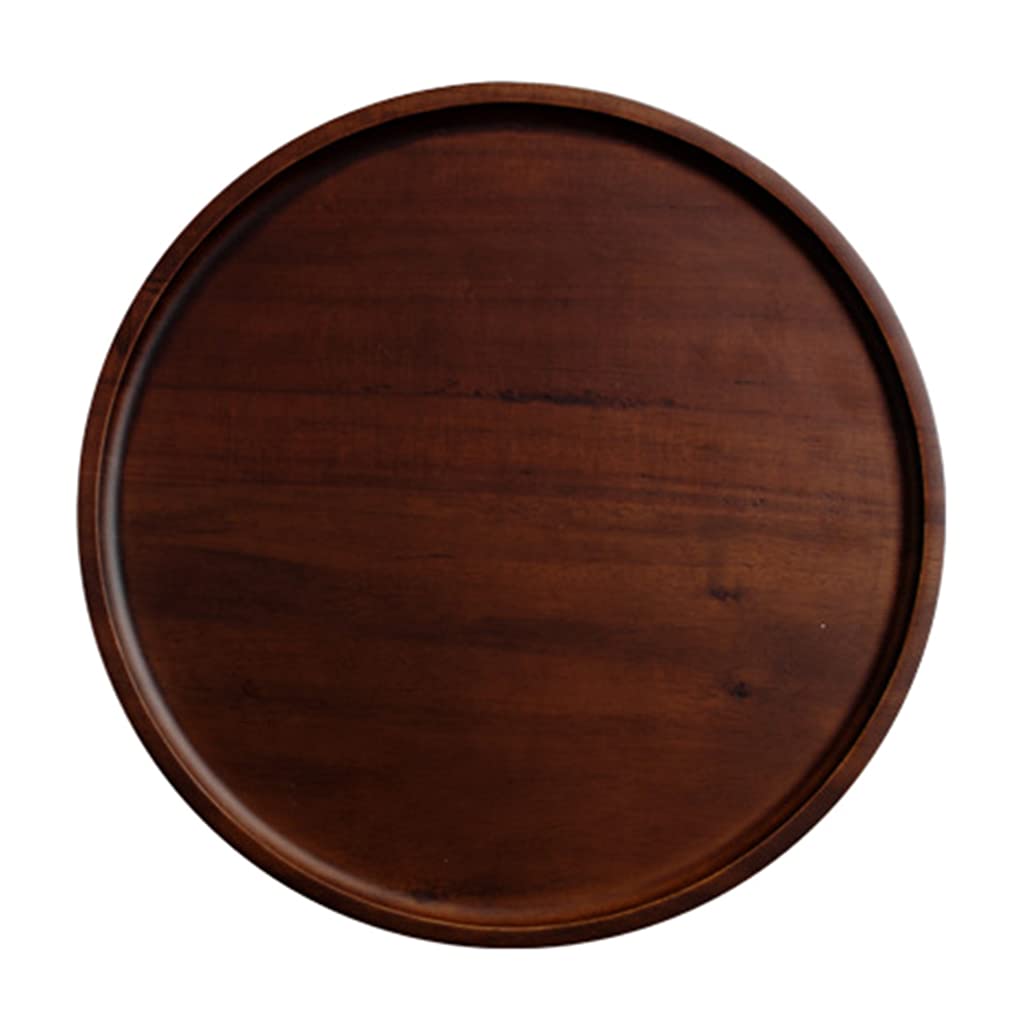 carotoe Decorative Wooden Round Salad Plate Dessert Platter Unique Appetizers Serving Tray Fruit Platters Wooden Tray Dinner Table for Eating