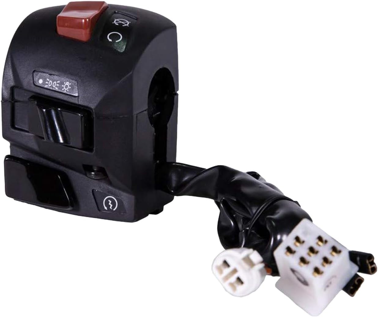 UNO Minda SW-0648G-M01 HANDLE BAR SWITCH- RIGHT SIDE- SELF START - 8 PIN WHITE & 2 PIN ROUND COUPLER, 2 WIRE TERMINALS For-BAJAJ-KTM 125/200/ 390, Mechanical 2_Way