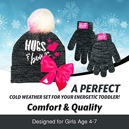 Nickelodeon JoJo Siwa Hugs & Bows Girls Winter Hat and Gloves Cold Weather Set, Age 4-74