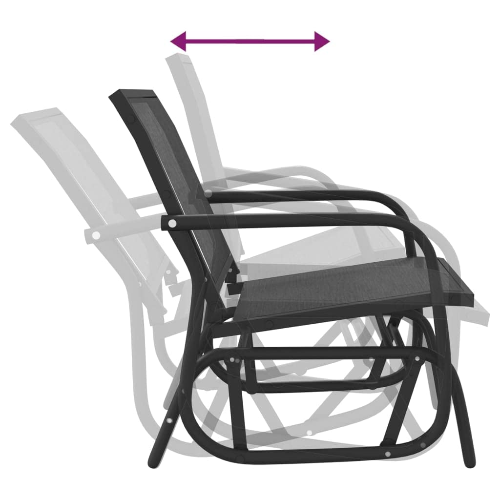 2 sedie a dondolo da giardino, 61 x 76 x 87 cm, in acciaio textilene, resistenti alle intemperie, regolabili, per terrazza, balcone, giardino, con comodo schienale e braccioli, per