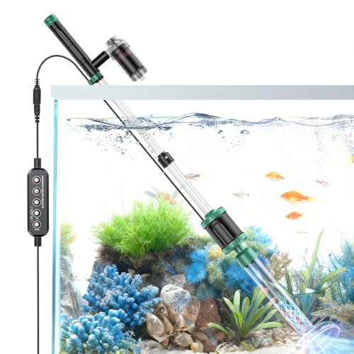 AKKEE Aquarium Vacuum Gravel Cleaner, 36W Electric Fish Tank Cleaner Vacuum, 8 in 1 Multifunctional Aquarium Cleaner for Automatic Water Change, Wash Sand, Water Circulation and Timed Off
