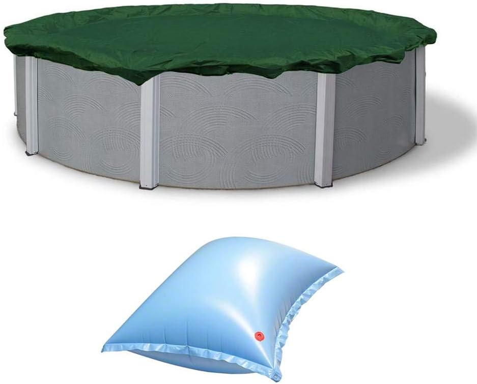 Swimline 15-Foot Round RipStopper Pool Cover + Winterizing 4x8 Foot Air Pillow