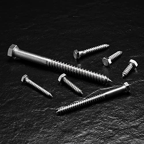 Image of 1 /4 inch x 3-1 /2 inch Hex Head Lag Screws Bolts 10Pcs 304 Stainless Steel 18-8, Partial Thread, Hexagon Head Wood Screws by SG TZH