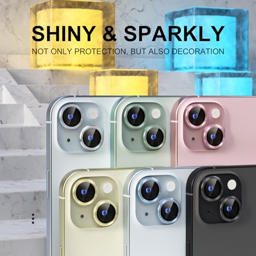 Image of CLITZ Aluminum Alloy Camera Lens Protector Compatible With iPhone 15 and 15 Plus | Anti-Scratch 9H Tempered Glass Film | Case-Friendly Ring Cover for Protection (Pink)