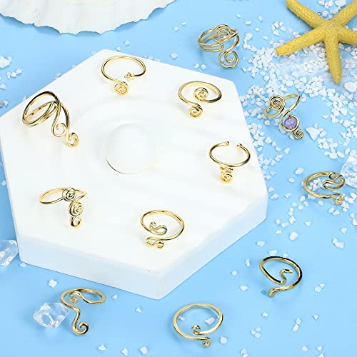 HAIAISO 12PCS Adjustable Toe Rings for Women 14K Gold Plated Open African Toe Rings Summer Beach Foot Jewelry Set4
