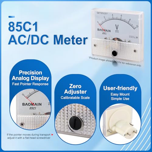 Image of Baomain Analog Voltmeter 85C1 DC 0-30V Rectangle Analog Volt Panel Meter Gauge