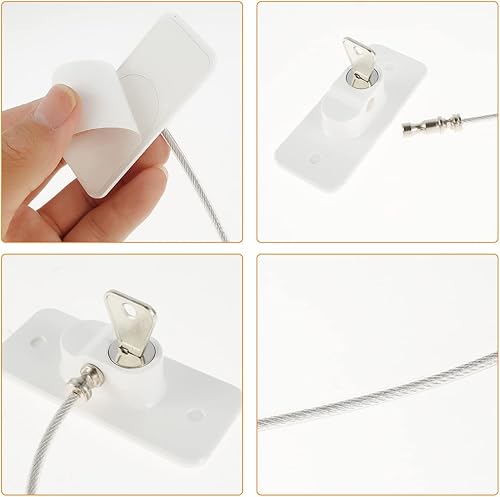 Miniatura 7 de Cerradura de seguridad para ventana, 4 unidades, restrictor de ventana autoadhesivo, cerraduras de seguridad para bebés con tornillos y llave,