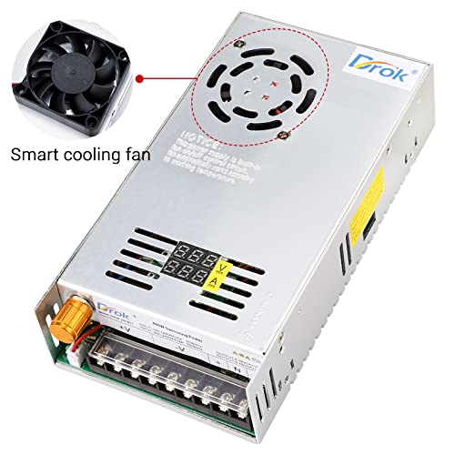 Image of DROK 48V Power Supply, AC 110V /220V to DC 0-48V 10A 480W Buck Converter Dual Display, Variable Adjustable Transformer Regulated 5V 12V 24V 30V 36V 48V Volt Switching Voltage Adaptor 10A Amp Charger