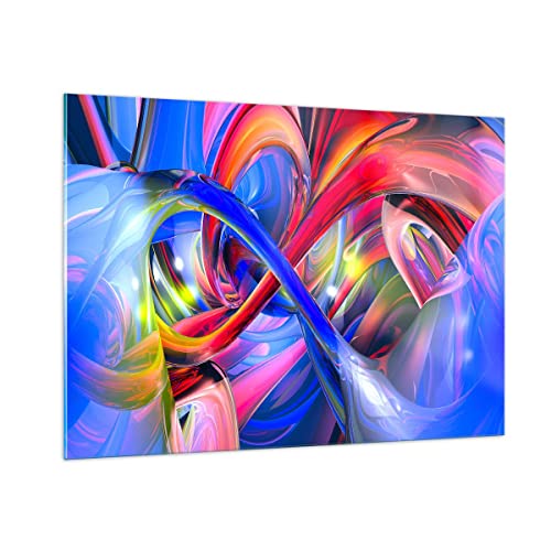 Moderne Impression sur Verre 100x70cm Image Tableau en Verre Decoration Murale Résumé illustrations graphiques couleurs Grand Tableaux Decoratifs Chambre Horizontal Deco Salon Art GAA100x70-2294