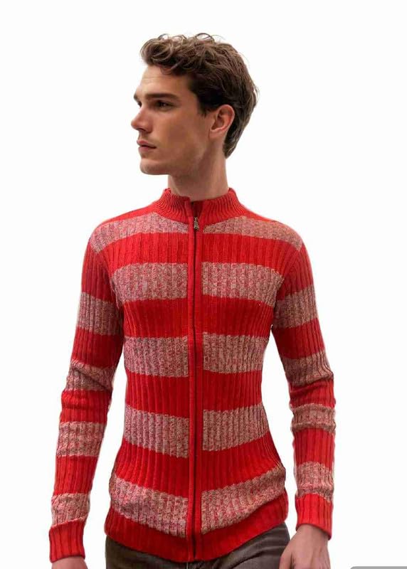 forwards Striped T-Neck Full-Sleeve Full-Zip Sweater for Men-picture-48