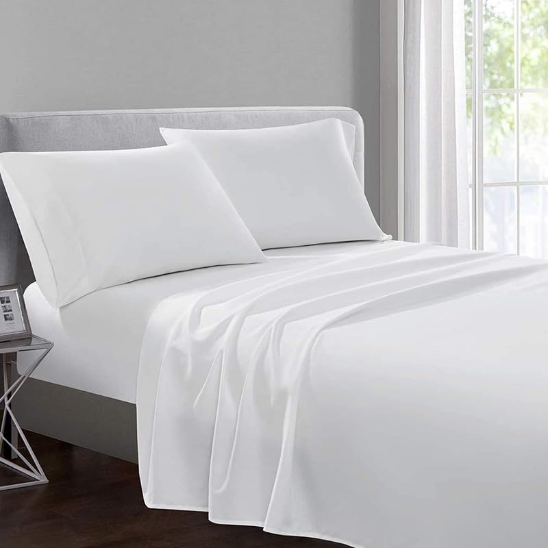 DTEX HOMES 400 Thread Count Egyptian Cotton Sateen Flat Sheet King - White