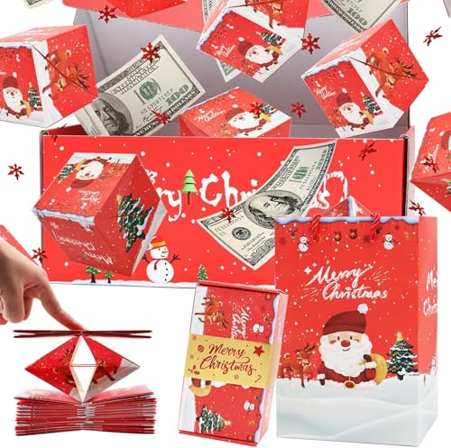 Surprise Gift Box Explosion for Money, Unique Folding Bouncing Red Envelope Gift Box, Folding Pop-Up Explosion Gift Box, Surprise Explosion Gift Boxes for Christmas (Red, 6 boxes)