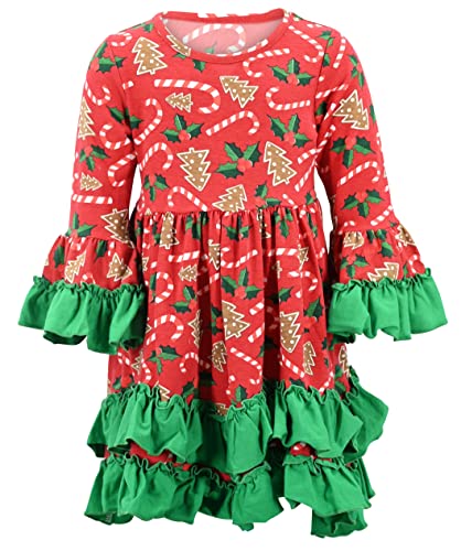 Image of Girls Long Sleeve Ruffled Dresses for Toddlers and Kids