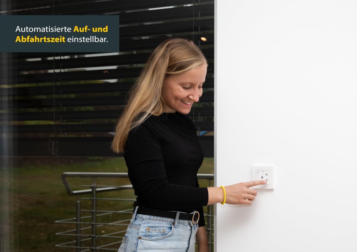 Schellenberg 17140 Rolladenschalter mit Touch Steuerung von elektrischen Rolladen- oder Raffstore Motoren, Jalousieschalter mit integrierter Zeitsteuerung und verschiedenen Funktionen