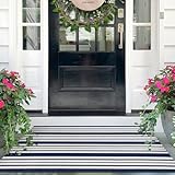 IOHOUZE Alfombra a rayas azul marino y blanco de 2.3 x 3.6 pies, para