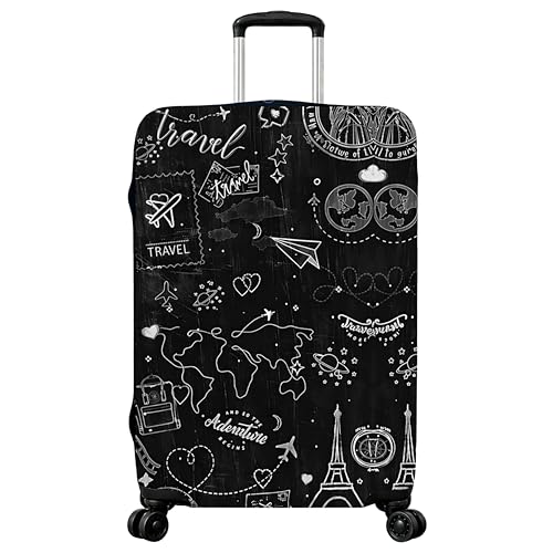 Image of Premium Printed Polyester Luggage Cover for Trolley Bags Stretchable Suitcase Protector for Travel and Dust Protection (59-Black Plane-M)