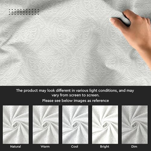 Image of Encasa XO Embossed Velvet Fabric Material by Meter Cream | Sofa Cloth Material | Unstitched Fabric for Making Cushion Cover, Sofa Cover | 175 GSM | 5 Meters, 500x150 cm