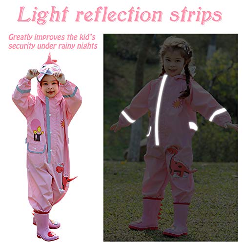 Ssawcasa Kids Rain Suit,Dinosaur Toddler Raincoat Wear Coverall Jacket Baby Outfit (M, Pink Dinosaur) #TOP4