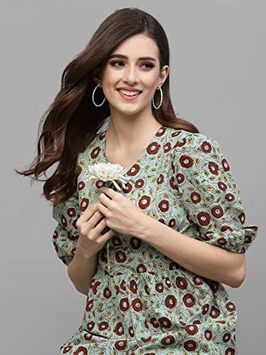 Image of Stylum Women's Self Woven Kantha Cotton Kurti Pant Set