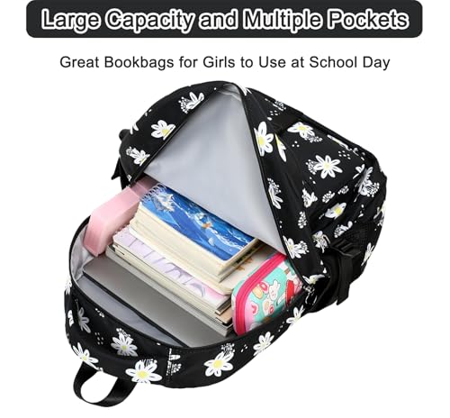 Joyfulife Daisy Print School Backpack for Teen Girls Bookbags Elementary Primary Middle High School Bags Women Laptop Travel Daypacks4