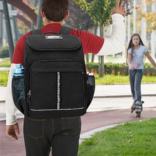 GOBUROS Rollschuh-Tasche, passend für Schuhe bis US-Herrengröße 13, Schlittschuh-Rucksack mit Helmtasche Oben