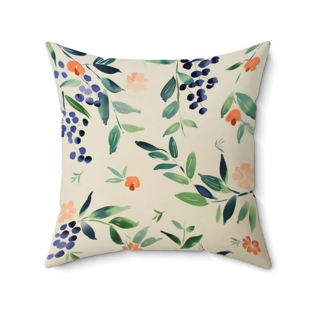 Juego de 4 cojines impermeables para exteriores, 55 x 55 cm, fundas de almohada de lino floral crema para banco de jardín, patio, sofá, coche, oficina, almohadas decorativas I-6015