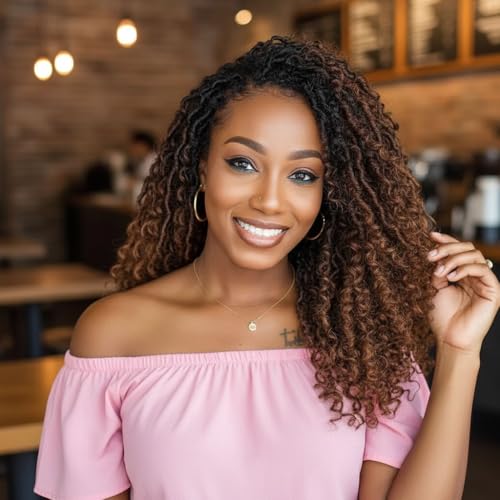 Fulcrum Goddess Locs Crochet Hair 12 Inch, 8 Packs New Faux Locs Crochet Hair for Black Women, Crochet locs with Curly Ends (12Inch (Pack of 8), 1B/4/30#)