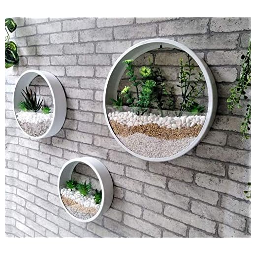 Macetas Colgantes Pared Modernas,Ronda Metal Maceta para Flores con Soporte Extraíble para Sala de Estar,Balcón,Jardín Montaje de Pared Macetero Plantador con Orificio de Drenaje