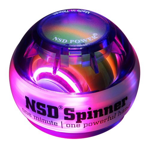 NSD Power Lit Spinner Gyroscopic Hand, Wrist & Forearm Exerciser, Small & Compact, Easy to Use, Variable Led Light Colors, Purple, 5 x 3 x 4.5"