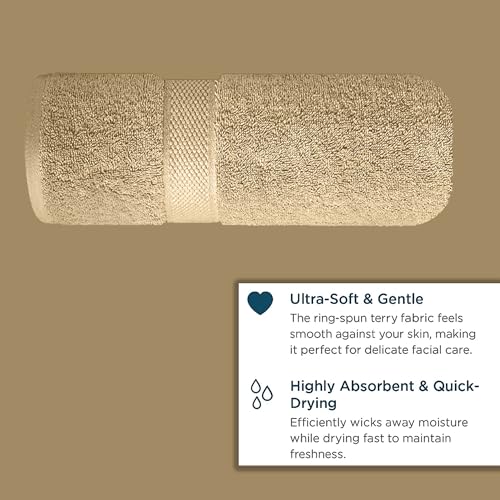 Image of Sulfar 100% Terry Ring Spun Cotton Face Towel - Quick-Dry, Highly Absorbent (480 GSM) (30 x 30 Cm) Bleach Sand (Pack of 1)