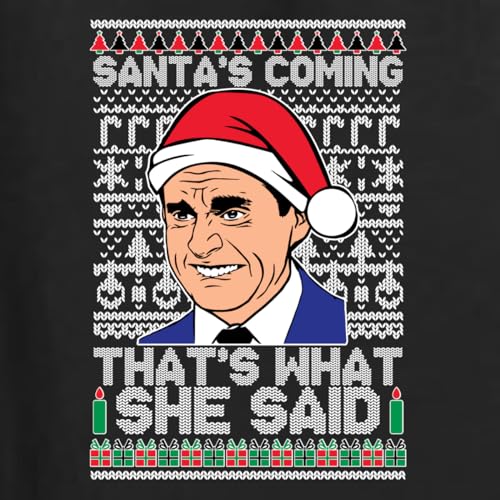 Santas Coming That'S What She Said Michael Scott Ugly Christmas Sweater 3 Santas Coming That’S What She Said Michael Scott Ugly Christmas Sweater