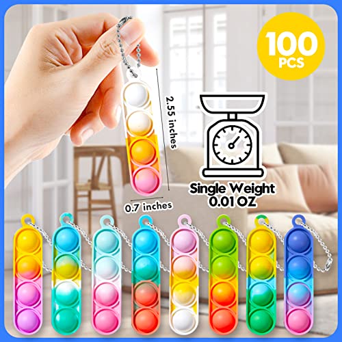 Toanwod Pop Keychain Bulk Fidget Toy (100 Pcs), Mini Pop Fidget Toys Bulk Party Favors, Stress Relief Sensory Toys For Kids Prizes, Goodie Bag Stuffers For Girls And Boys #TOP2