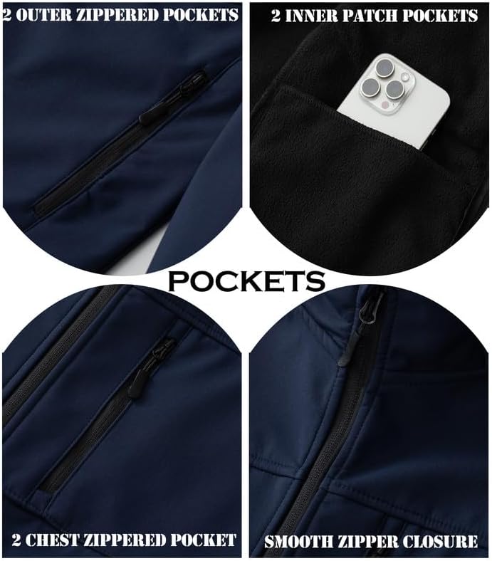 KVE Men's Softshell Jacket with Hood Waterproof Windbreaker Lightweight Rain Shell Jacket for Outdoor Hiking - Image 5