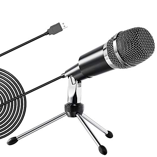 Ankuka USB PC Condenser Microphone, Plug and Play Omnidirectional Mic for Computer Desktop