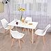 Giantex 5 Pieces Dining Table Set w/ 4 Chairs Home Dining Room Kitchen Waiting Room Modern Rectangular Table Mid-Century Dining Chairs with Padded Seat Wood Legs White