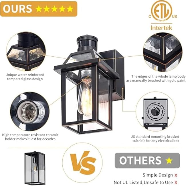 Porch Lights with GFCI Outlet, Dusk to Dawn Outdoor Lights with Outlet, 3 Lighting Modes Exterior Light Fixture Waterproof, Outside Lights for House Front Door Patio Garage