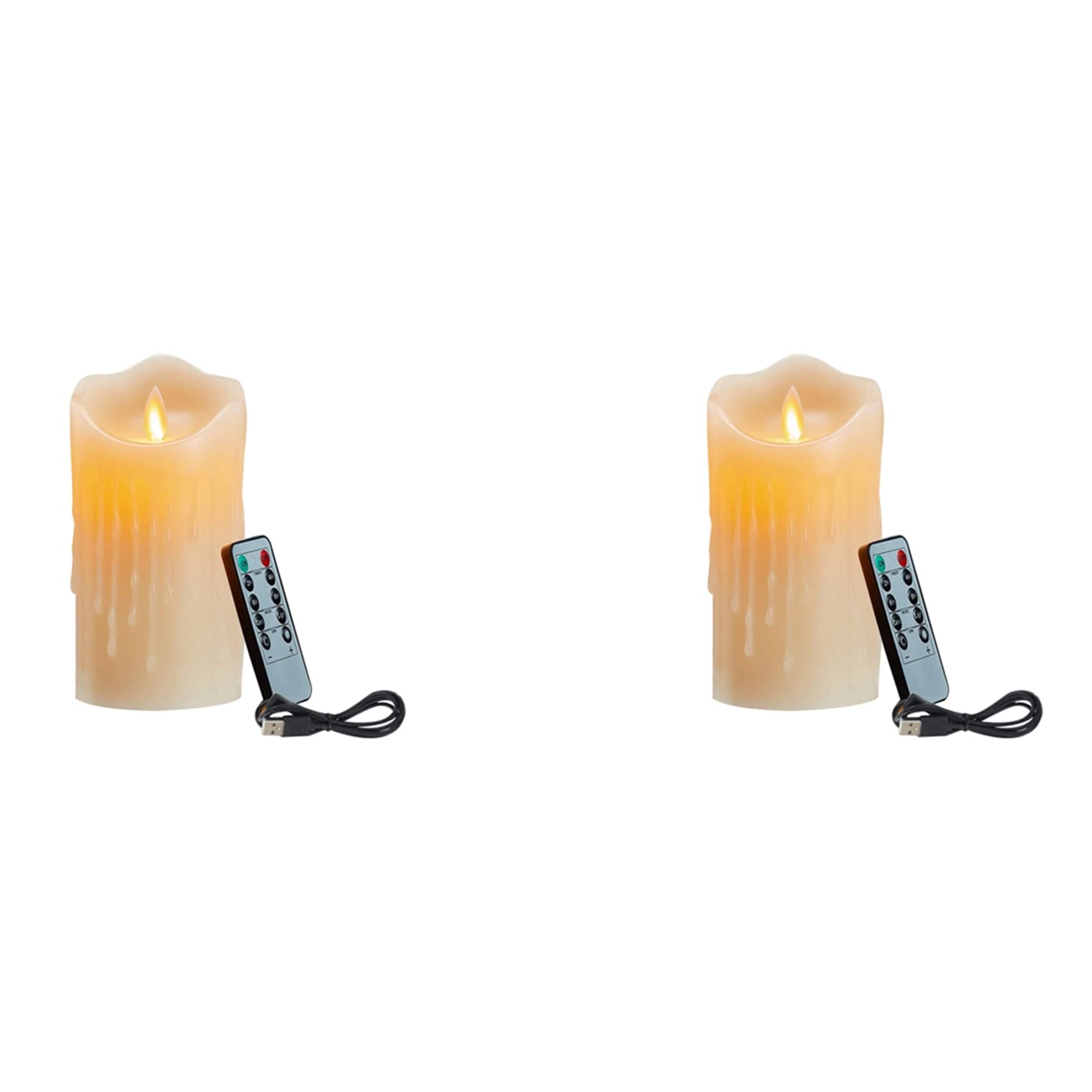 Hndhbfgrt 2X LED Candles, Flickering Flameless Candles,Rechargeable Candle, Real Wax Candles with Remote Control,15cm