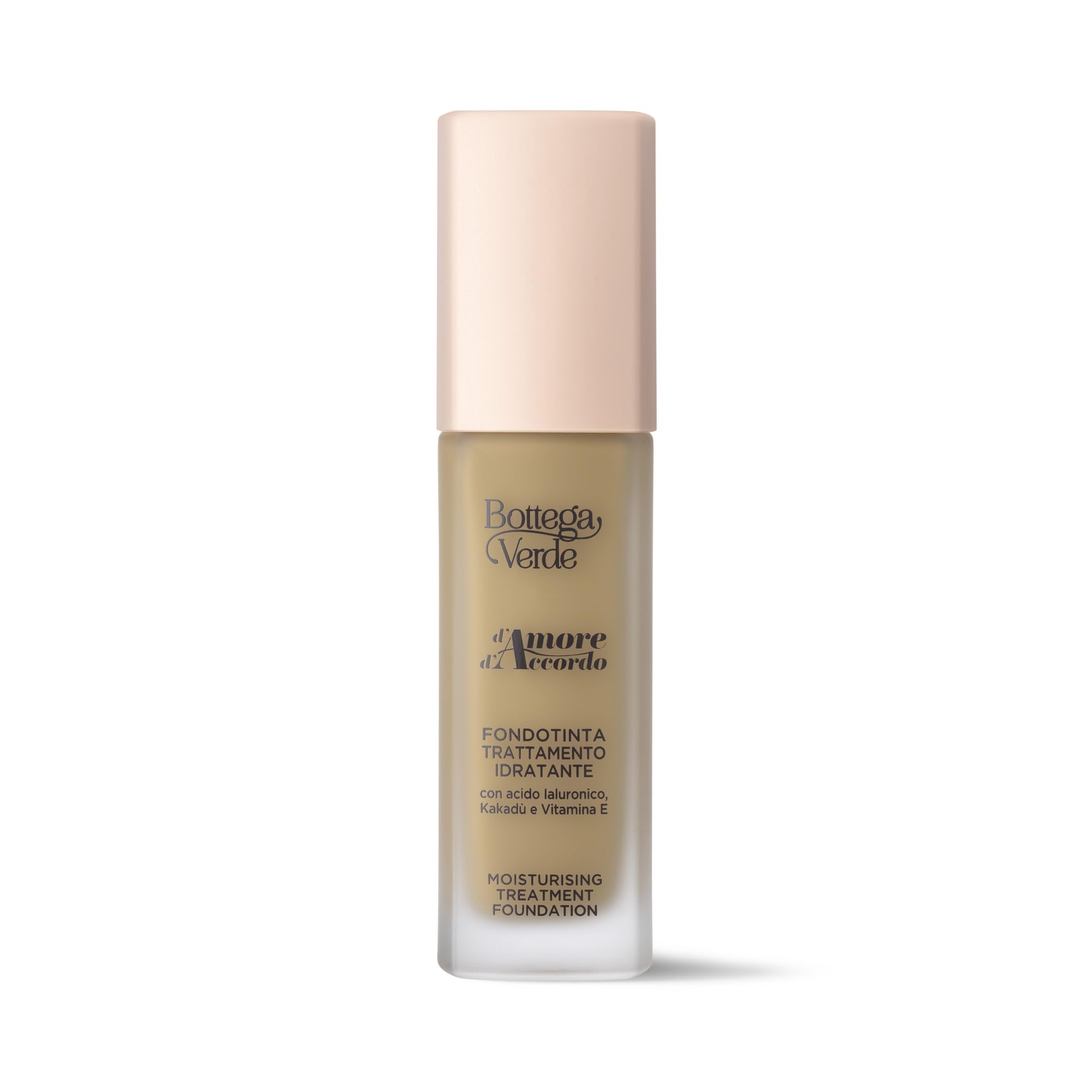 Bottega Verde - d'Amore d'Accordo - Fondotinta trattamento idratante 12 ore con blend di acido Ialuronico, Kakadù e Vitamina E (30 ml) - nocciola