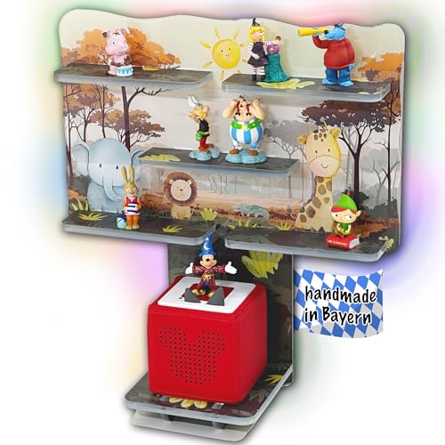 Smagnon Tonie Regal aus Acryl mit LED Beleuchtung - Passend für Toniebox oder Tonie Figuren für Jungs und Mädchen  Dschungel Tiere
