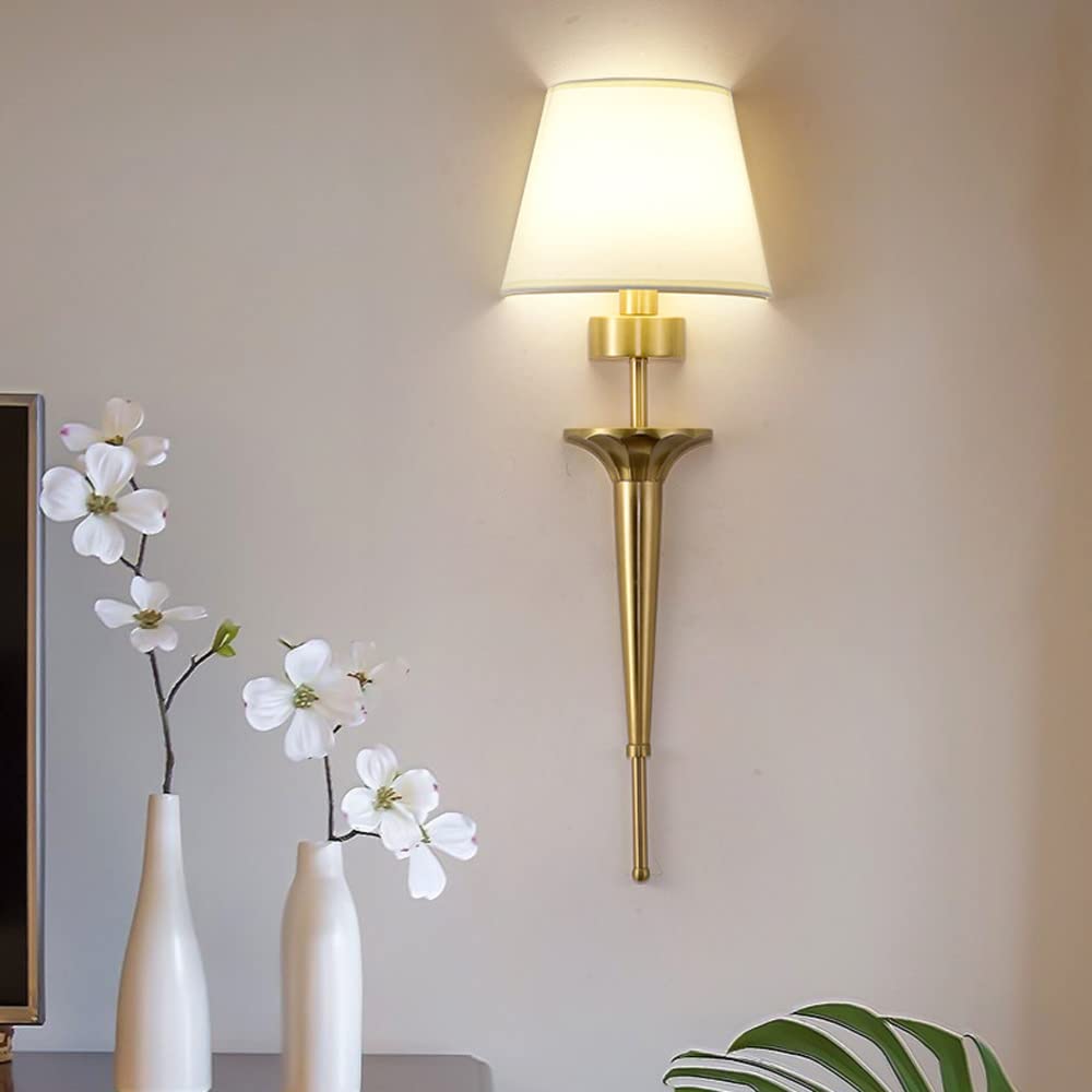 Zestaw 2 klasycznych lamp ściennych z tkaniny miedzianej, dekoracyjne oświetlenie do salonu, sypialni, korytarza, hotelu, gniazda E14
