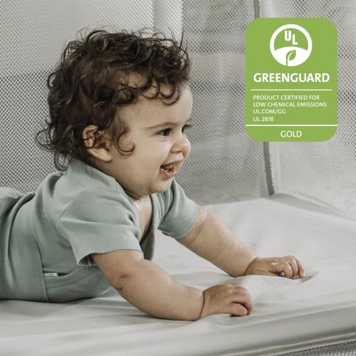 Image of Chicco Alfa Lite Pack and Play Lightweight Travel Playard, 13 lbs | Midnight /Navy, foldable toddler travel bed playpen, GREENGUARD Gold, waterproof mattress, zip-open panel, carry bag