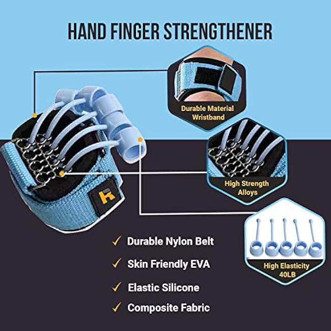 Hand Finger Strengthener by Rapid Fingers - Hand Extensor Exercise Equipment, 40lb Resistance Band Finger Strengthener ¨C for Climbing, Guitar, Gaming. One-Size Fits all.