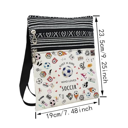 Just Love Soccer Messenger Bag Small Ethnic Pattern Printed Adjustable Strap Crossbody Zipper Bag Phone Bag Wallet Cute Shoulder Handbag for Soccer Lovers Fans Women2