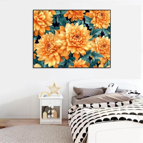 Pintar por numeros adultos sin saber dibujar kit de flores con pinceles 60x80cm 3