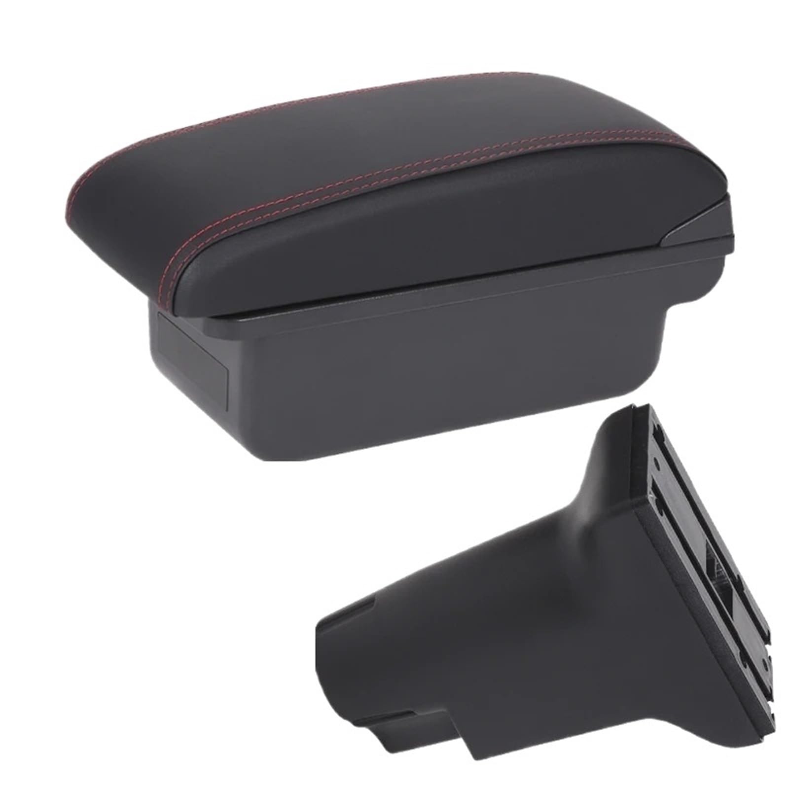 AWGNTQQ Car Armrests For Fiat 500 2012-2025 Car Armrest Storage Box Dedicated Retrofit Parts Interior Accessories(C1 Black red No USB)