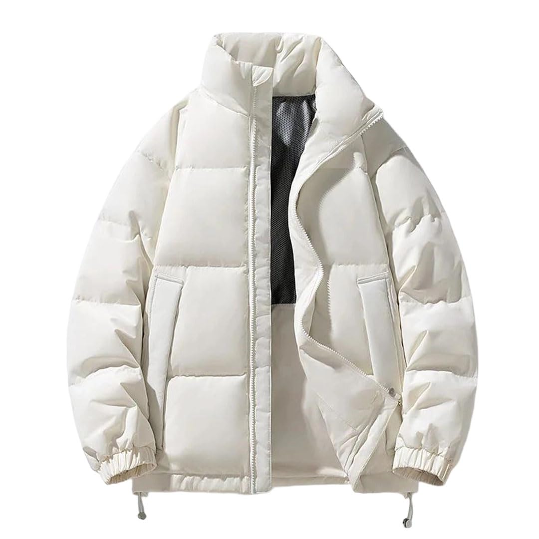 Doudoune blanche pour homme à col montant et coupe courte style doudoune d'extérieur