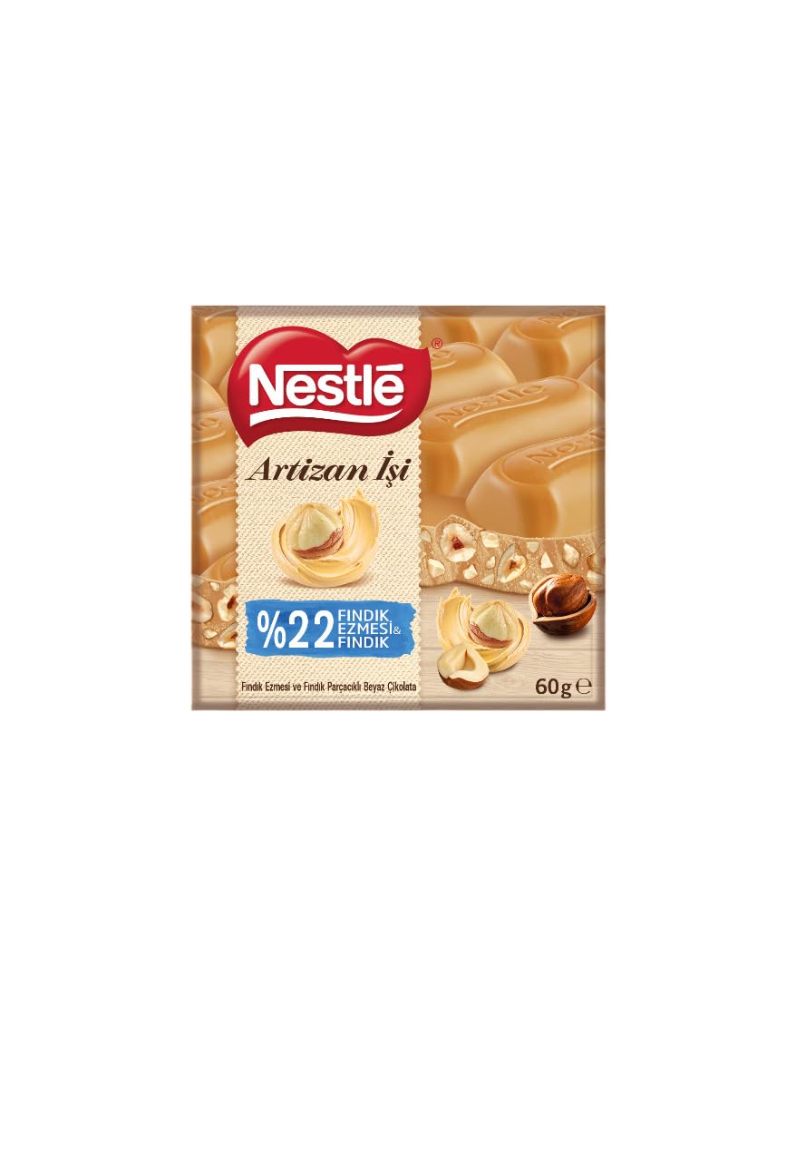 Nestlé Artizan İşi Fındıklı ve Fındık Ezmeli Beyaz Çikolata 60 Gram