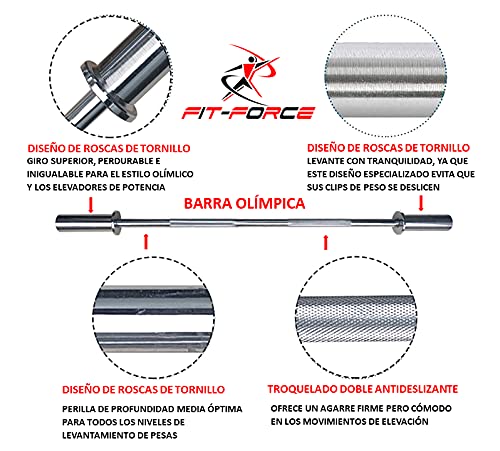 Barra Olímpica 1200mm Marca Fit-Force de Alta Gama para Discos de 50mm