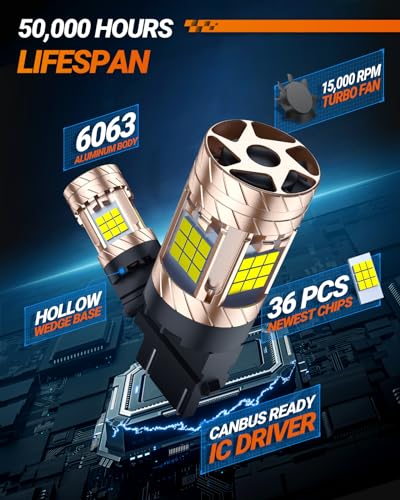 SEALIGHT 3157 LED Bulb, LED Reverse Light Bulb Anti Hyper Flashing, With Built in Resistor, 3200LM Super Bright White for Backup Reverse and Tail Blinker Brake Light, Plug N Play, Pack of 2 - Image 6