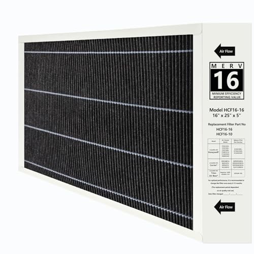1 Pack X6672 16x25x5 MERV 16 Filter Compatible with Lennox X6672 HCC16-28 Healthy Climate Clean MERV 16 Home Furnace Filter for HVAC System Part Number HCF16-16 HCF16-10